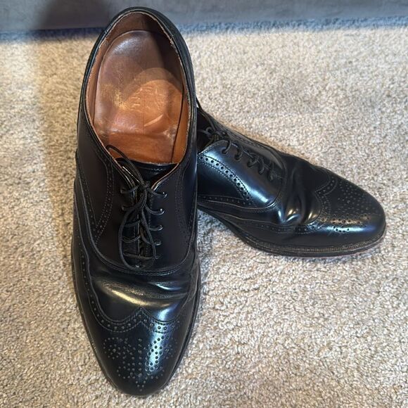 Vintage Men’s Bostonian Black Wing Tip Formal Dress Shoes Size 7.5 Made in USA - Picture 10 of 14